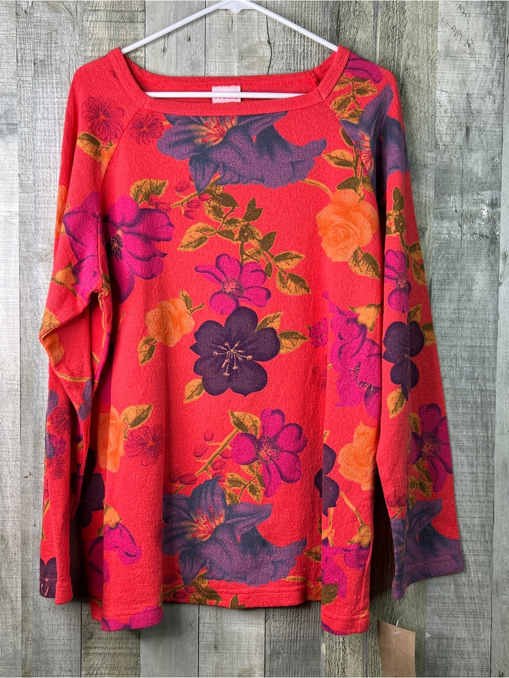 Stamp Size XL Floral Multicolored Long Sleeve Knit Top Shirt Oversized